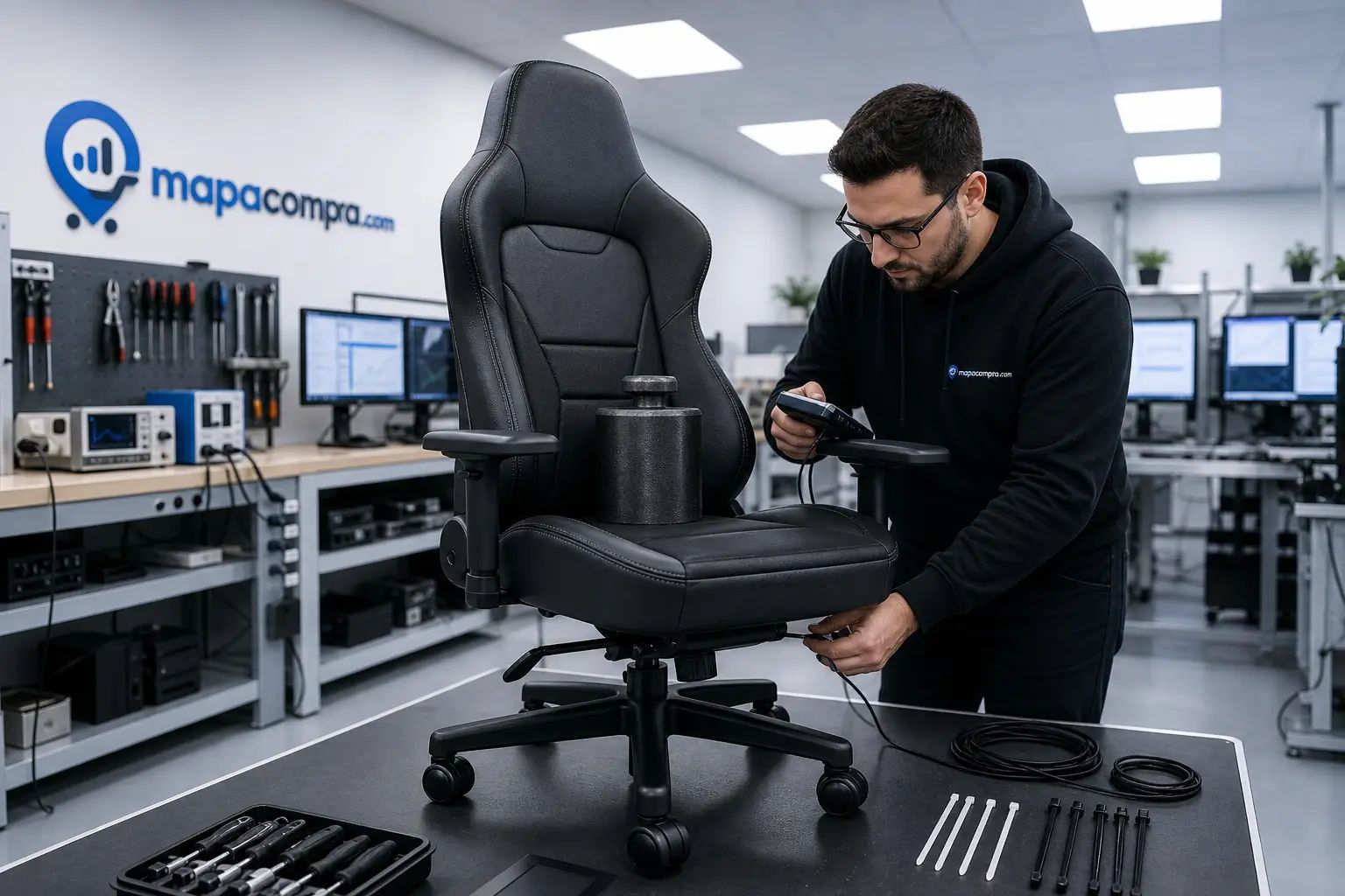 Puesta en marcha de GTPLAYER Silla Gaming Tela Ergonómica: se preparan el montaje, las conexiones y los contro… – Imagen ilustrativa (generada por IA)