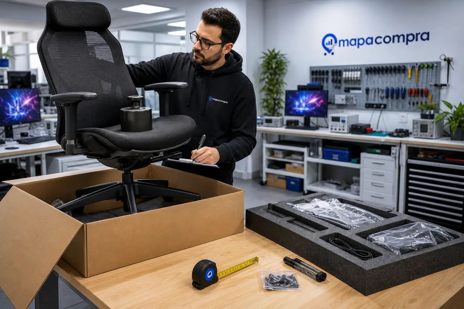 DRIFT GAMING DR350 – Silla desembalado para el análisis de mapacompra, con el contenido de la caja y los acces… – Imagen ilustrativa (generada por IA)