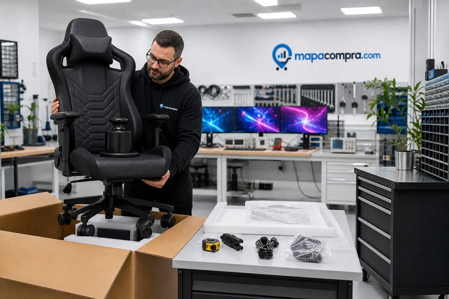 ALFORDSON Silla Gaming de Oficina desembalado para el análisis de mapacompra, con el contenido de la caja y lo… – Imagen ilustrativa (generada por IA)
